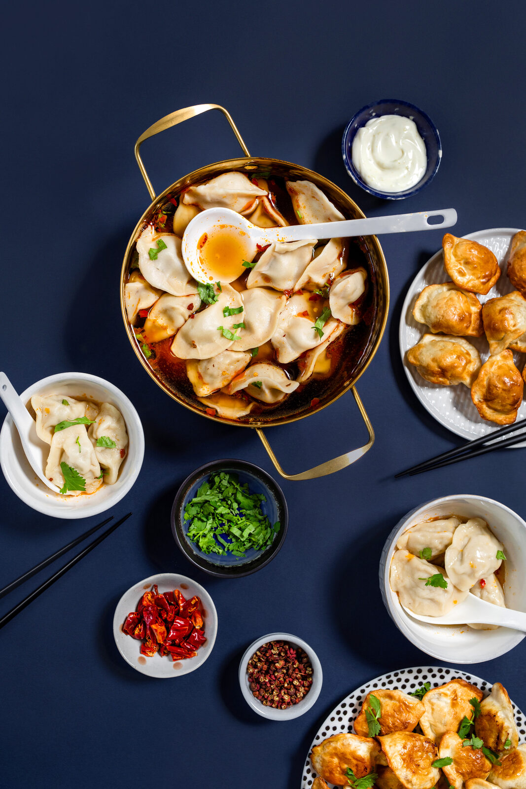 Fried dumplings with chopsticks — Tian Tian Helsinki